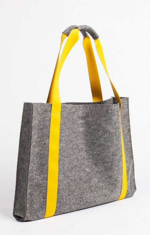 Maxi shopping bag taška bez potisku šedá | žlutá - REGENESI